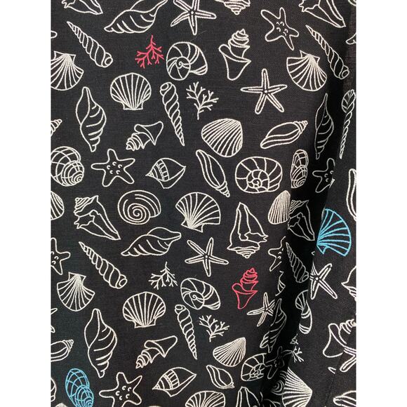 ModCloth Women's Size M Black Linen Blend Sleeveless Seashell Wrap Top - Picture 5 of 7